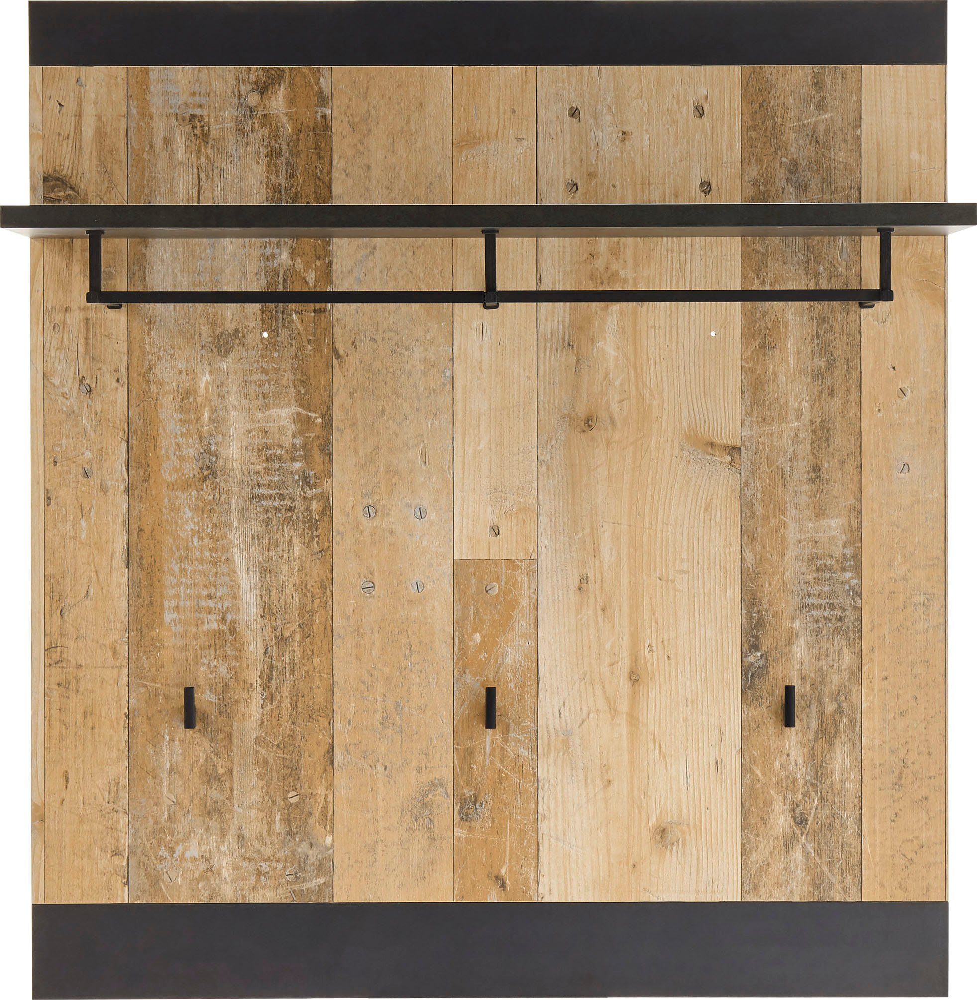 Home affaire Garderobenpaneel Sherwood, Wandregal im Industrial-Style, Flurgarderobe, Garderobe, mit Ablage, Garderobenstange und Haken, in 2 Farben erhältlich