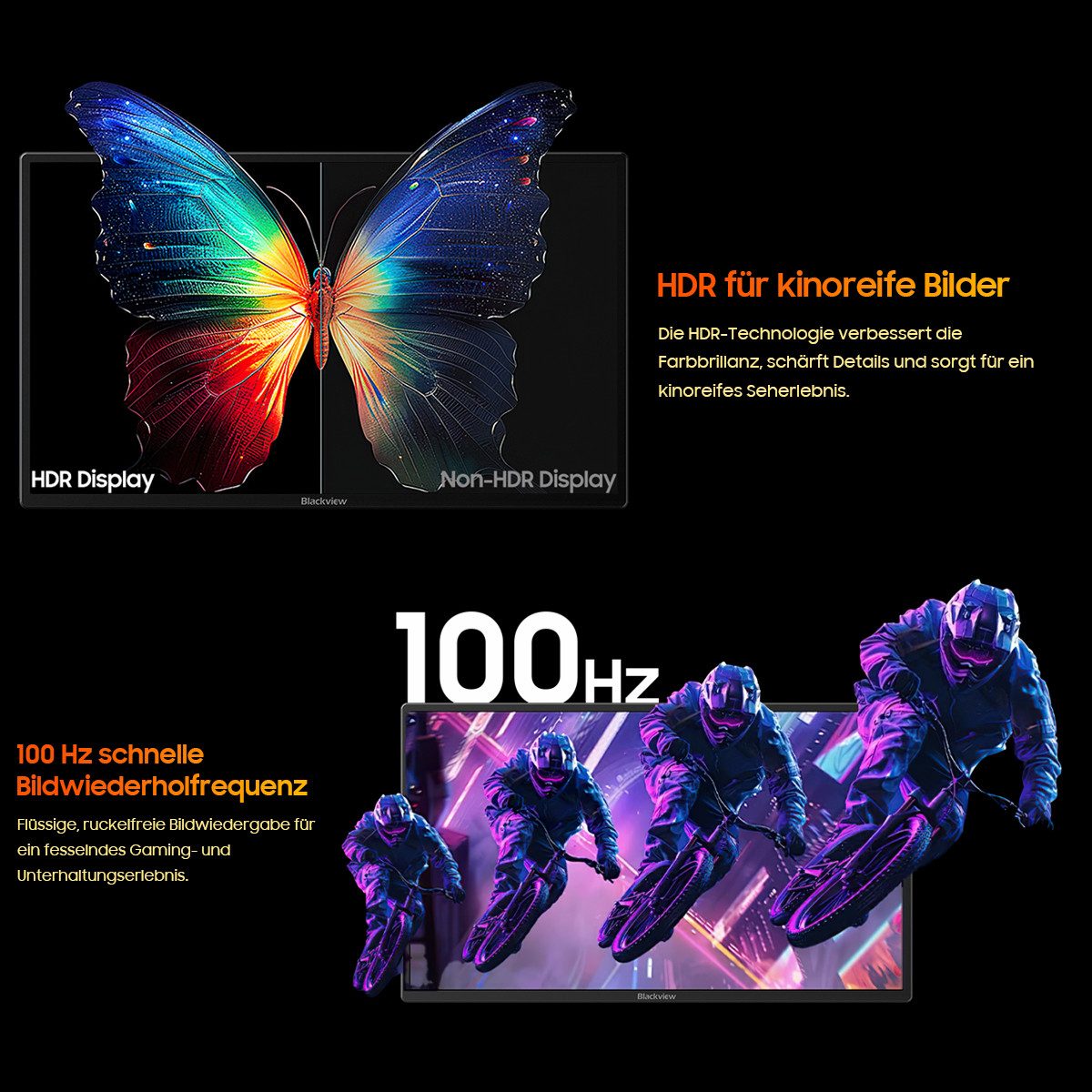 blackview 23,8 Zoll 1080P FHD 100Hz Laptop Bildschirm Erweiterung, Table 10 IPS Portabler Monitor (60,5 cm/23,8 ", 1920x1080 px, Full HD, 100 Hz, IPS, Plug-and-Play mit Windows, Mac, Android – inklusive 80W Laptop-Ladung)