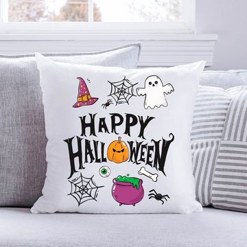 GRAVURZEILE Zierkissen mit Motiv - Happy Halloween - Schauriges Halloweenmotiv -, starke Farben ohne verblassen, Maschinenwäsche geeignet - ohne Füllung