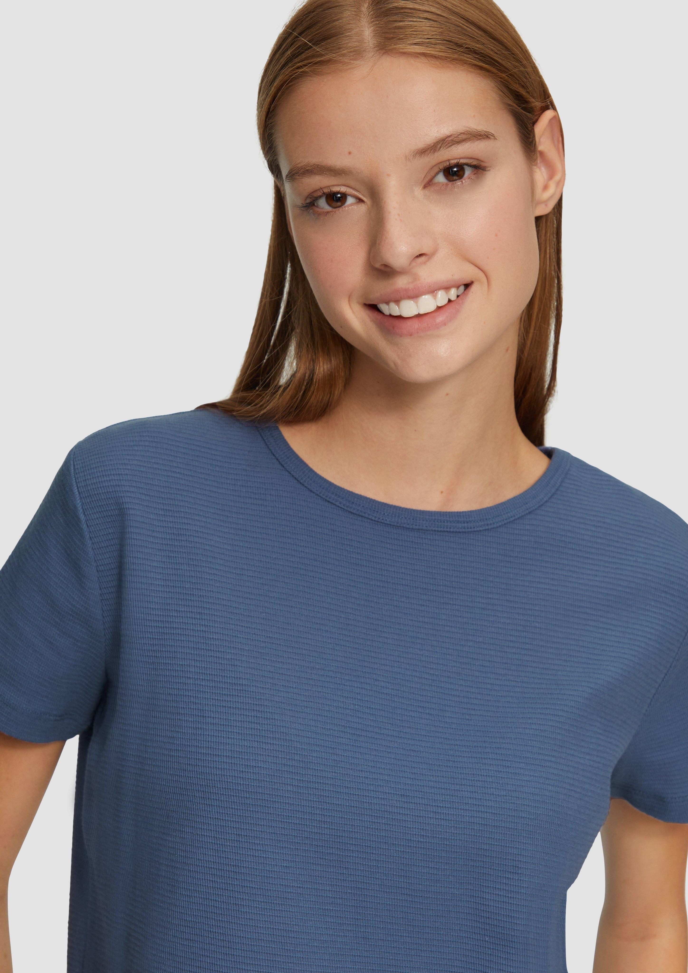 QS Kurzarmshirt Verkürztes T-Shirt mit Piquéstruktur günstig online kaufen