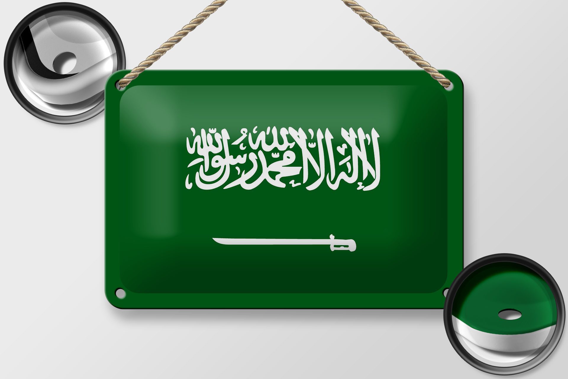 Femer GmbH Metallschild Flagge Saudi-Arabien 18x12cm Flag Saudi Arabia, (1 St), gewölbte Oberfläche, abgerundete Ecken, umgeschlagene Kanten
