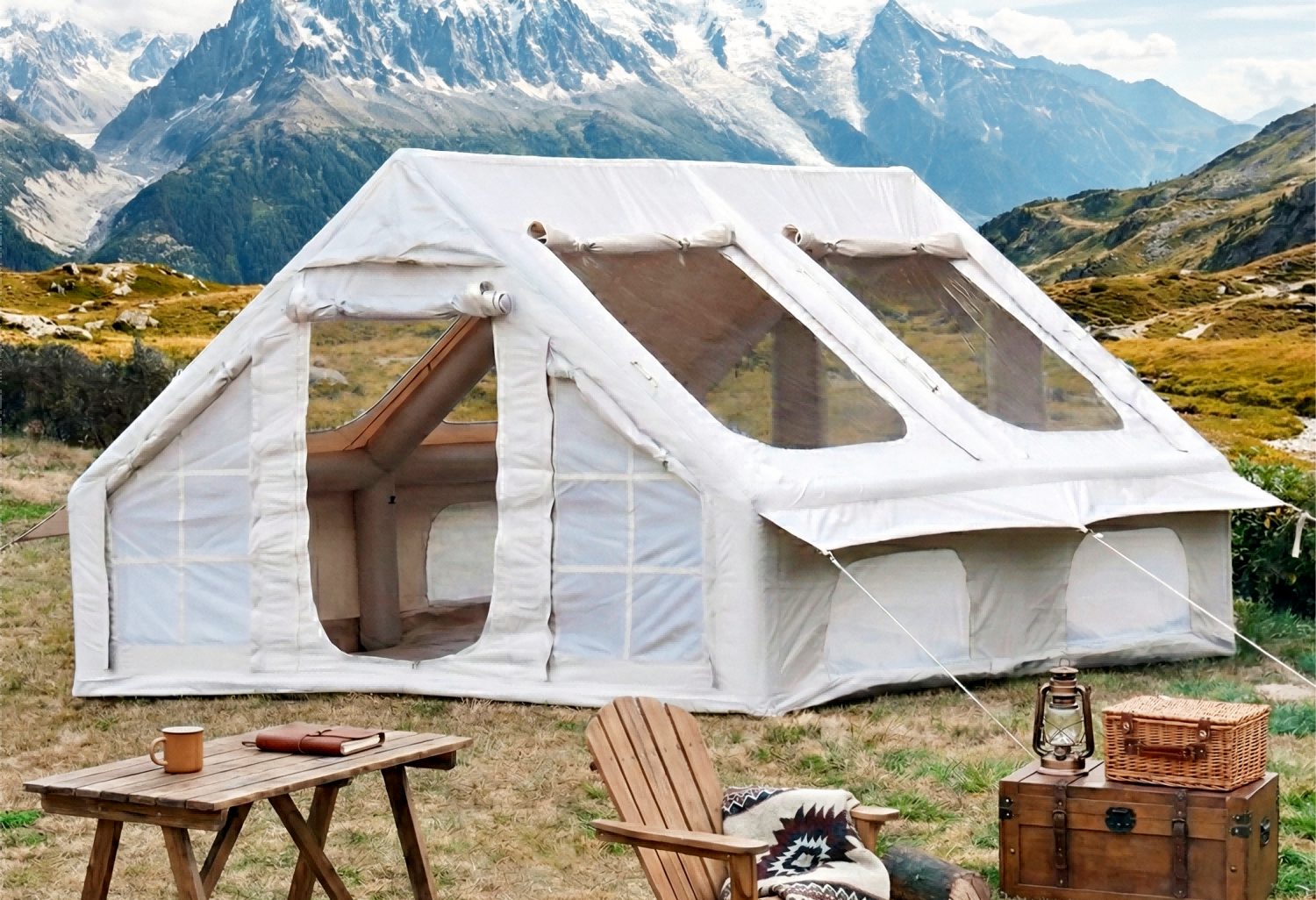 LVHOM aufblasbares Zelt 300x400x200cm(LxBxH) Steildach, 2 Türen, 6 Fenstern günstig online kaufen