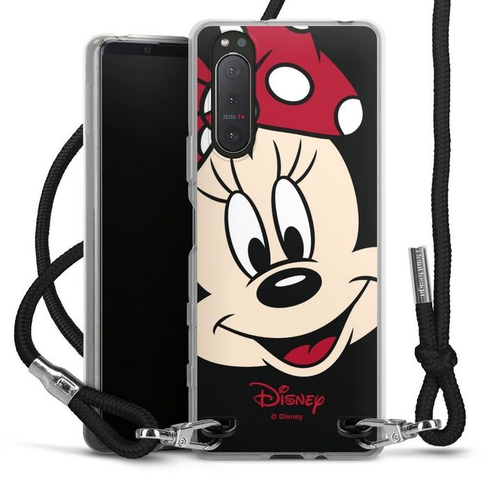 DeinDesign Handyhülle Minnie Mouse Disney Offizielles Lizenzprodukt Minnie All Over Sony Xperia 5 II 5G Handykette Hülle mit Band Case zum Umhängen