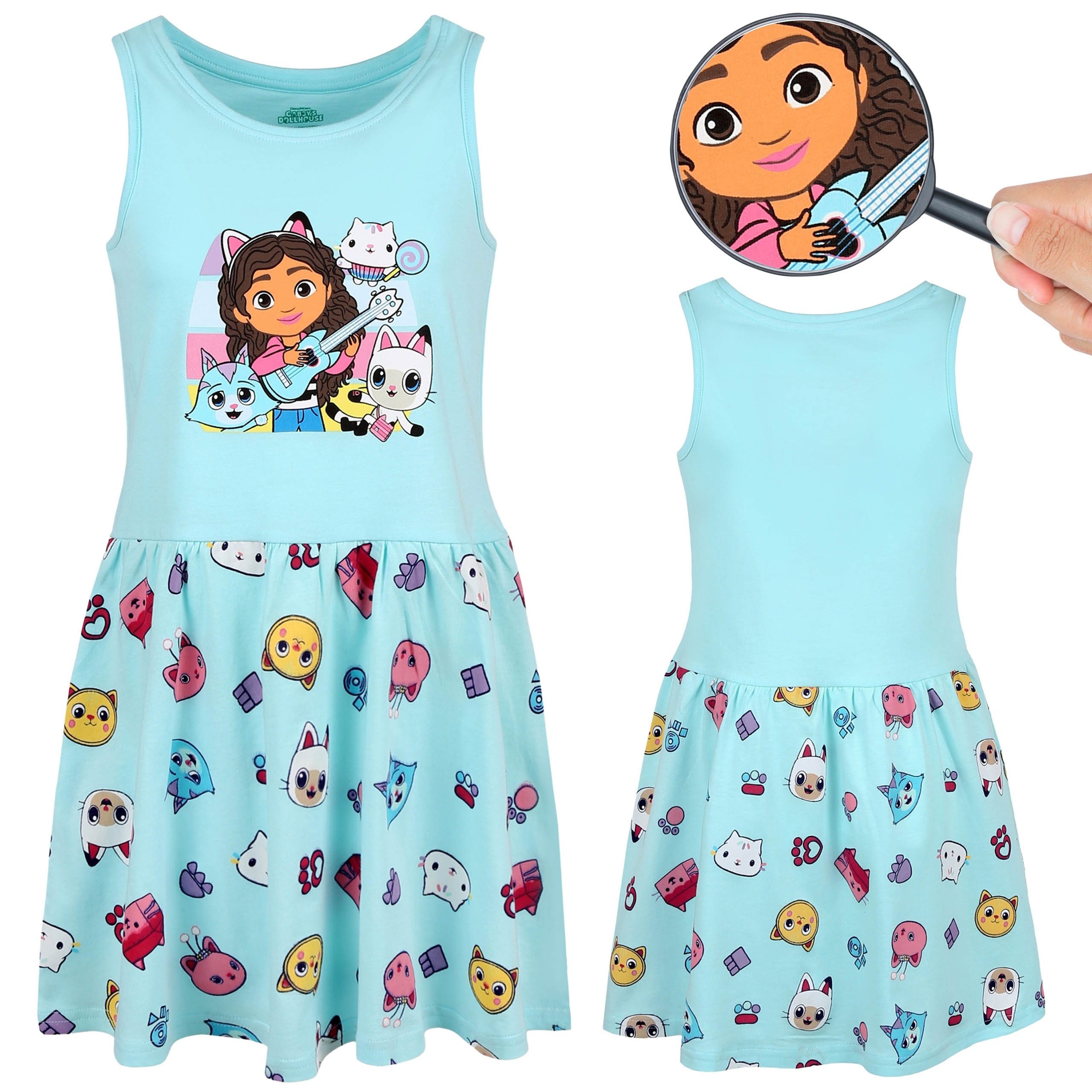 Gabby's Dollhouse Sommerkleid Gabby’s Dollhouse Kleid mint, Träger, Mädchen, 100% Baumwolle