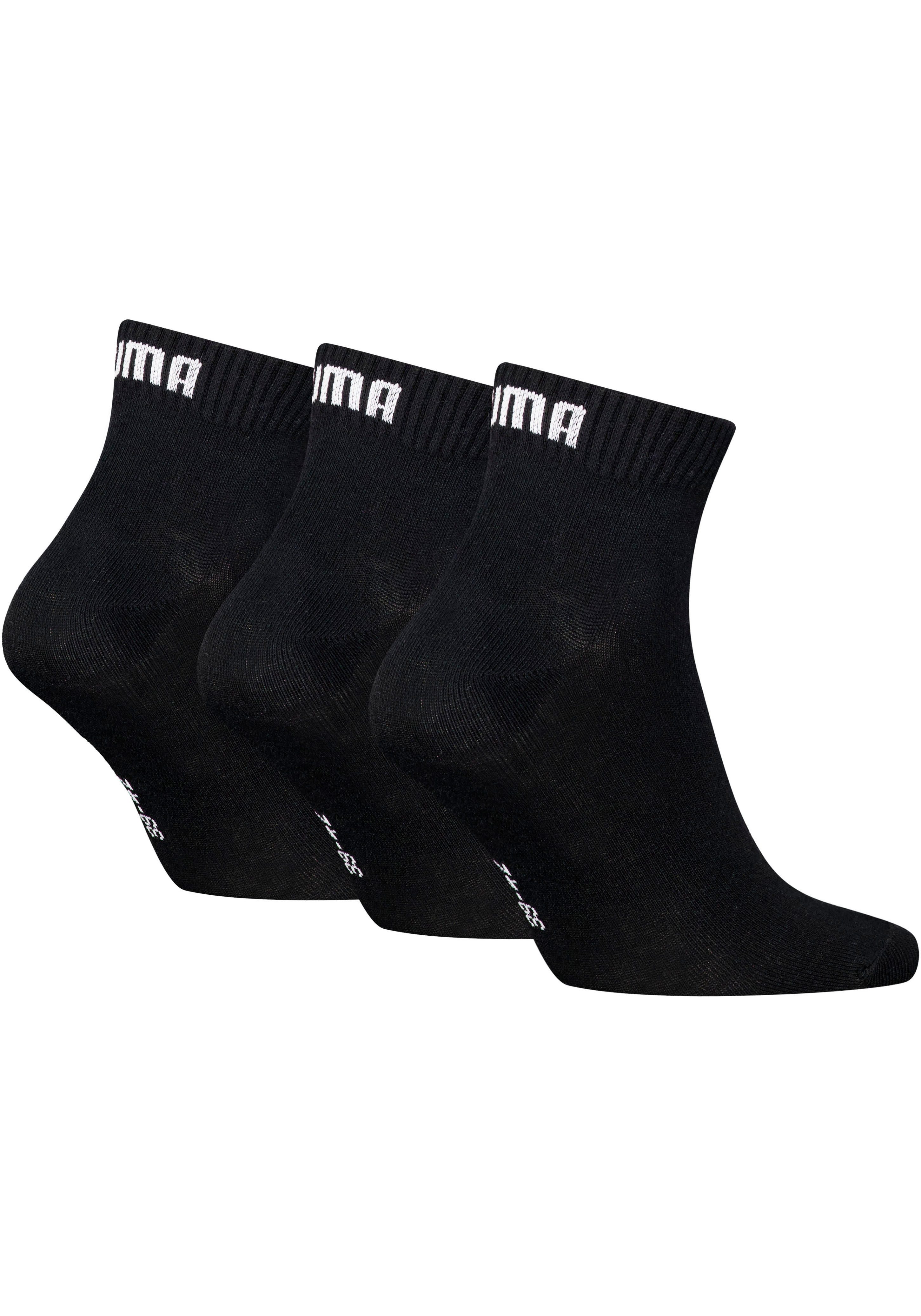 PUMA Kurzsocken PUMA UNISEX QUARTER PLAIN 3P (3 Paar) Atmungsaktiv, Rippenbündchen, weiche Baumwollmischung