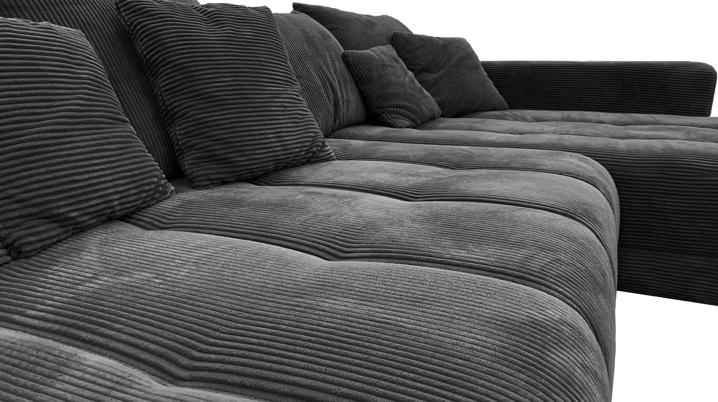 Massivart® Ecksofa Cord 300x215 cm / Nosagfederung / L-Form Cordsofa / ARTEMIS, inkl. Kissen-Set · frei im Raum stellbar – Bild 4 von 5