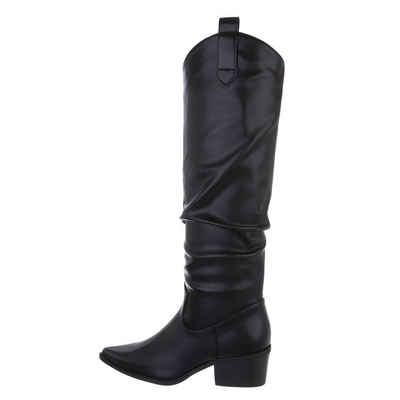 Ital-Design Damen Cowboyboots Western Stiefel Blockabsatz Western- & Bikerstiefel in Schwarz