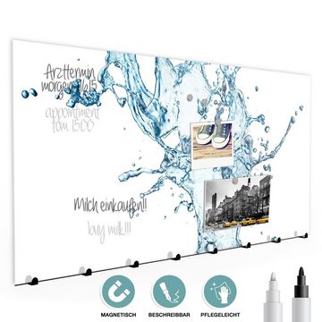 Primedeco Garderobenpaneel Magnetwand und Memoboard aus Glas Wassersplash hell