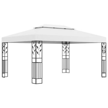 vidaXL Partyzelt Pavillon mit Doppeldach & LED-Lichterkette 3x4 m Weiß