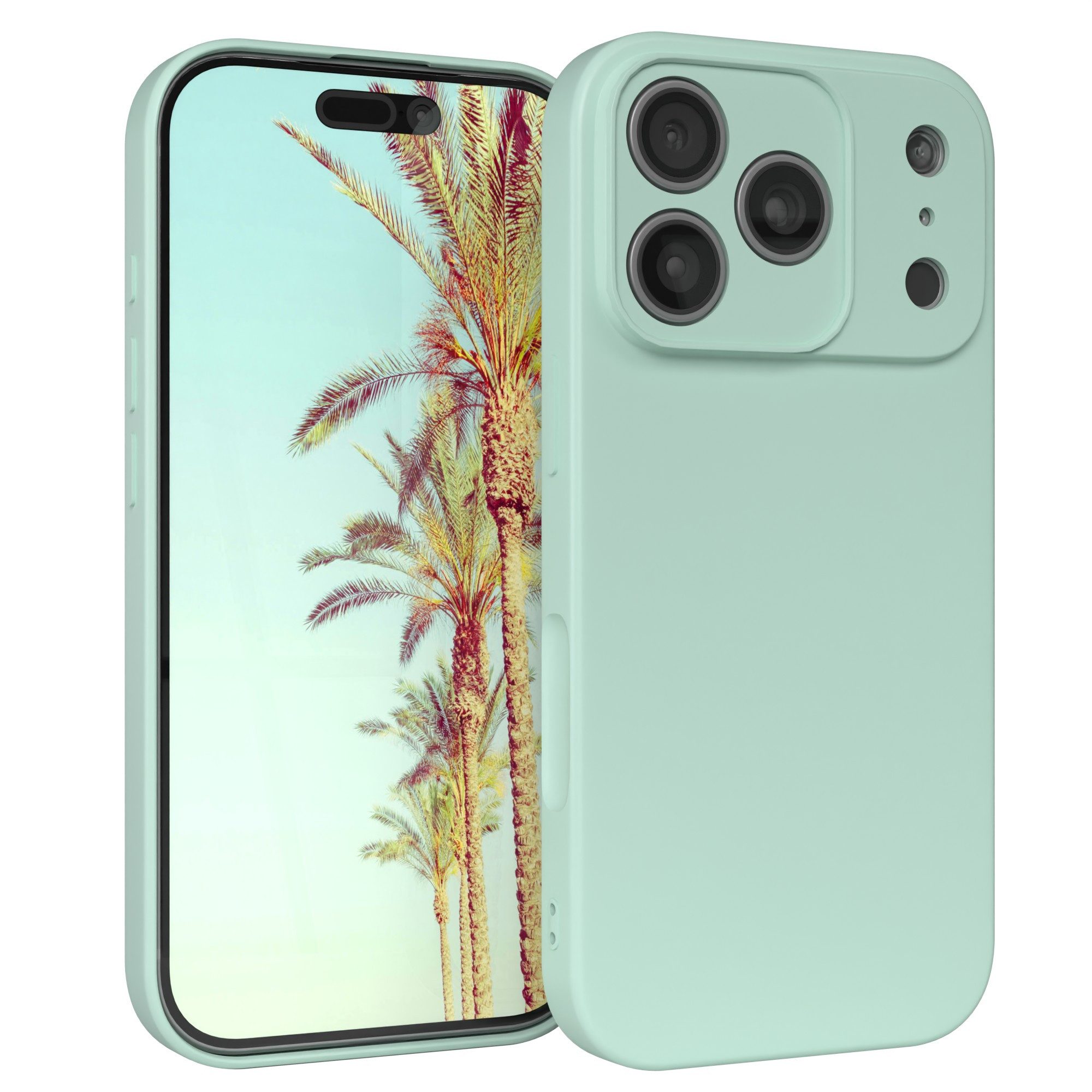 EAZY CASE Handyhülle für Apple iPhone 17 Pro Hülle Silikon 6,3 Zoll, Hülle Silikon kratzfest Smart Slimcover Bumper Case Etui Mint Grün