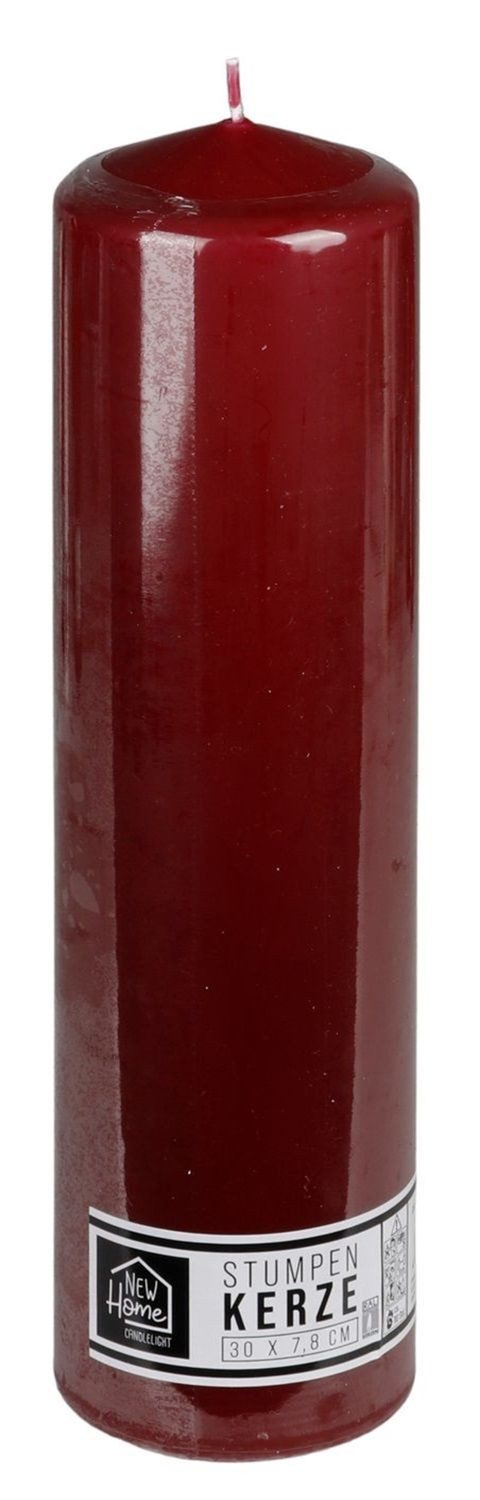 BURI Adventskerze Kaminkerze bordeaux 30x7,8cm Adventskerze Altarkerze Kaminstumpe Kerze
