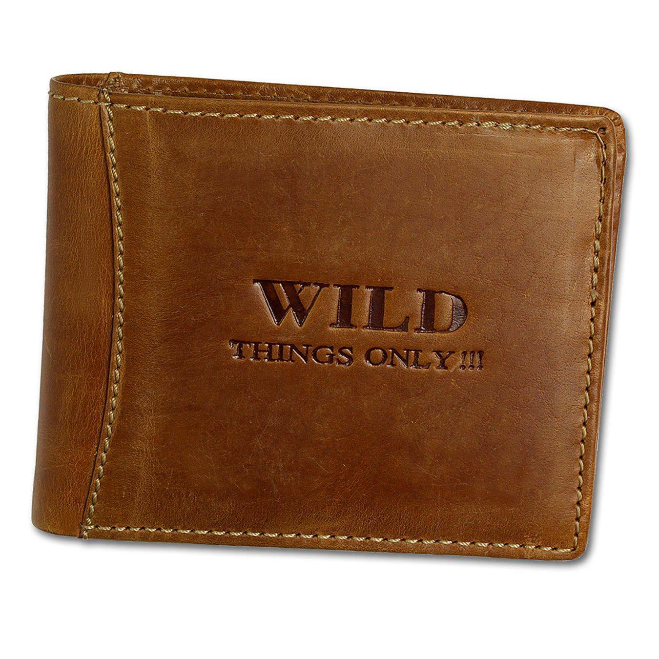 Wild Things Only !!! Geldbörse Wild Things Only Herren Brieftasche (Portemonnaie, Portemonnaie), Herren Portemonnaie Echtleder Größe ca. 12cm, braun