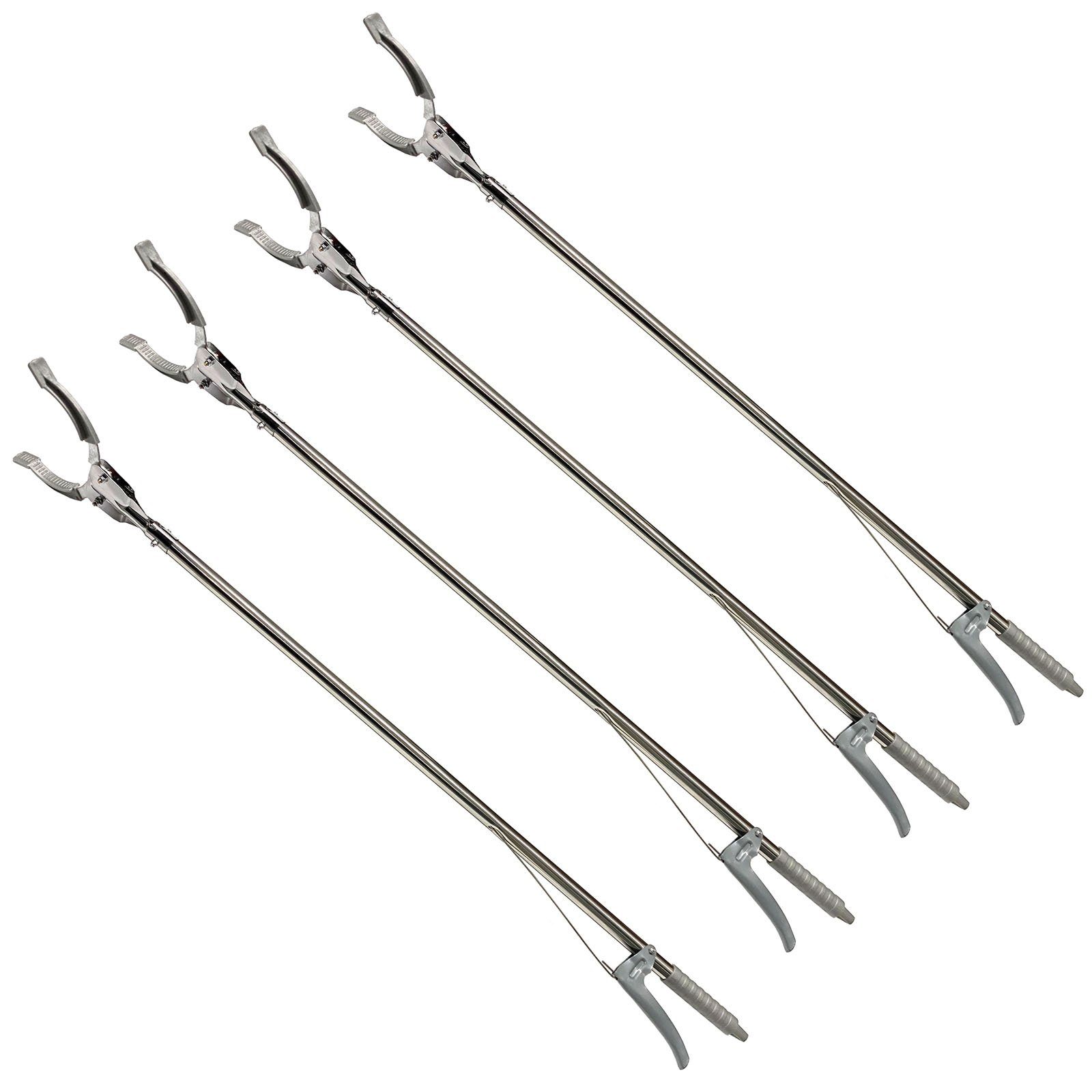 HAC24 Greifzange Müllzange Greifhilfe Abfall Müllsammler Müllgreifer Abfallgreifer, 4-tlg., Metall 90 cm für Rechts- und Linkshänder geeignet