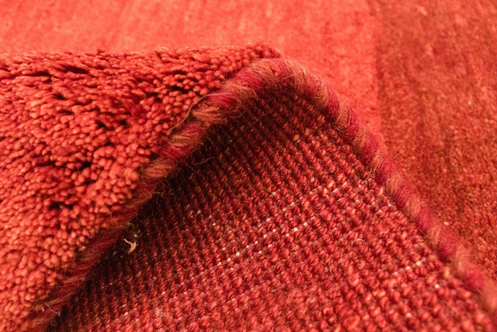 Wollteppich Gabbeh morgenland, Höhe: mm, rot, handgeknüpft 18 handgeknüpft Teppich rechteckig