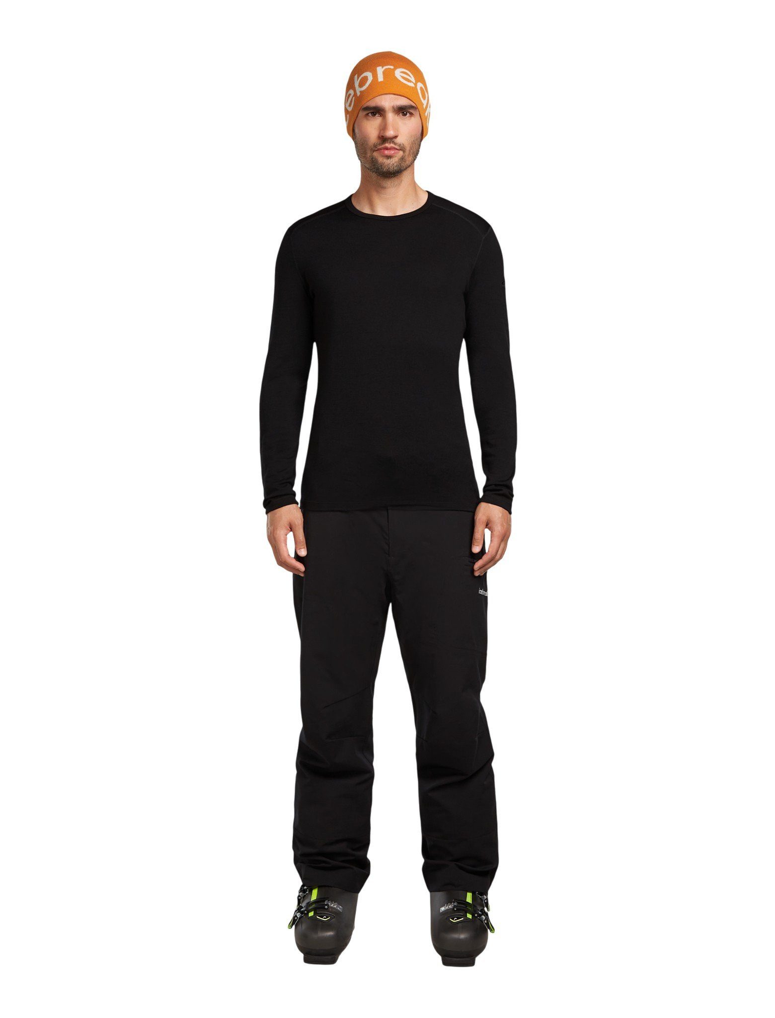 Icebreaker Langarmshirt Unterwäsche 260 Tech Crewe - Merinowolle, enganliegend - schwarz