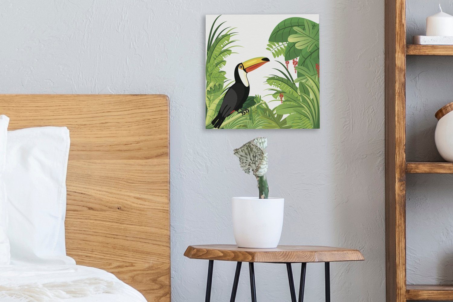 (1 eines St), Vektor-Illustration für tropischen Leinwandbild OneMillionCanvasses® eines Tukans Wohnzimmer Leinwand Bilder Schlafzimmer und Regenwaldes,