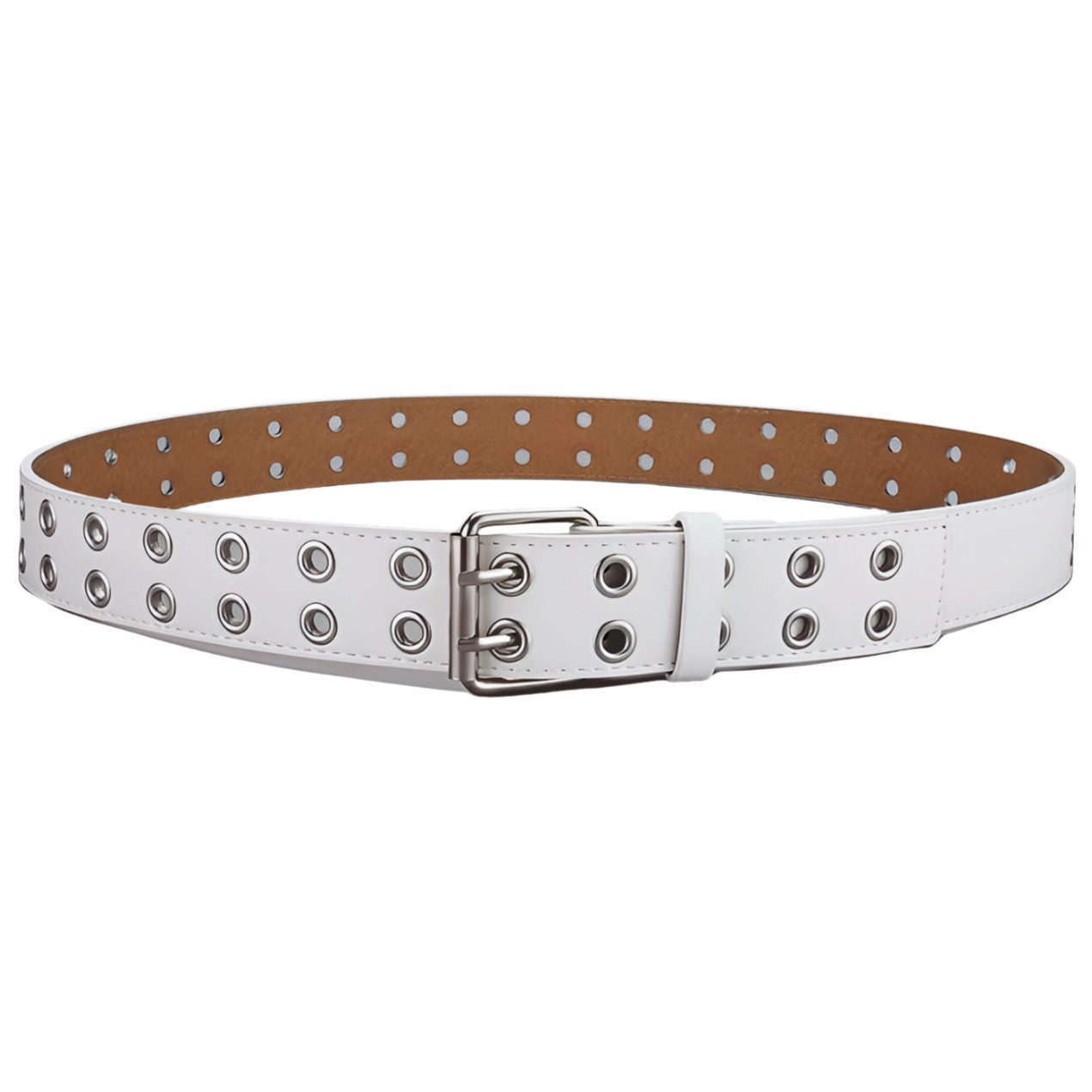Ware aus aller Welt Nietengürtel Doppelloch weißer Gürtel Ösengürtel Jeansgürtel Taillengürtel