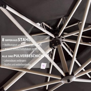 PURPLE LEAF Sonnenschirm Ampelschirm 360° drehbar, mit Kurbel, Sonnenschutz UV50+, Rechteckig mit Doppeldach - Design, 270 x 330 cm