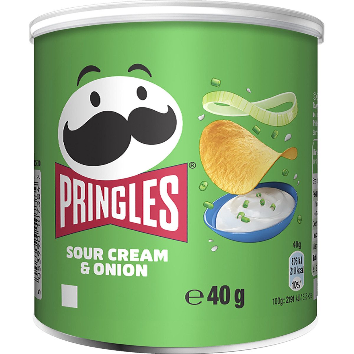 Pringles Knabberei, Pringles Sour Cream und Onion mit Sauerrahm und Zwiebelgeschmack 40g