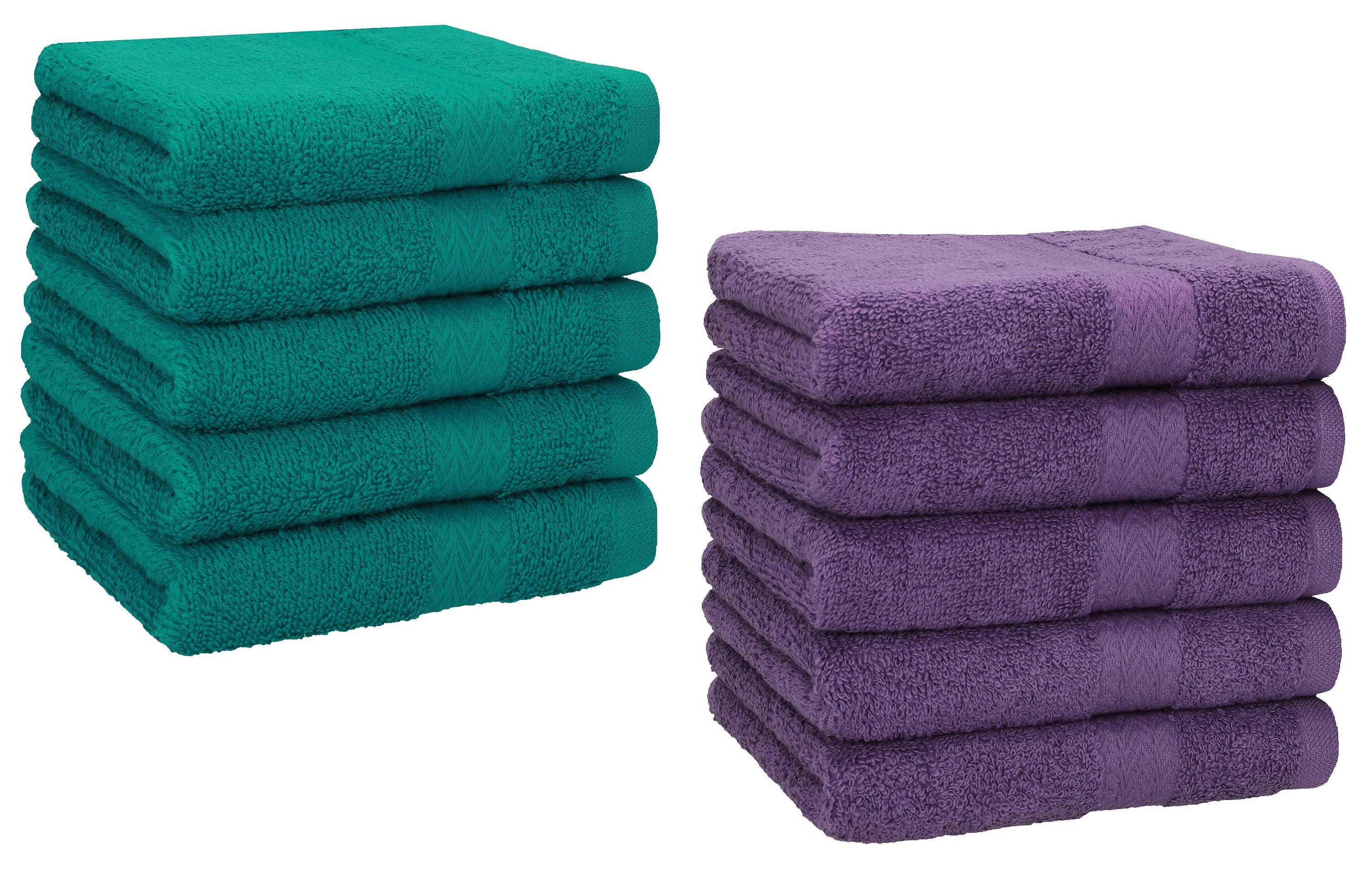 Betz Seiftuch 10 Stück Seiftücher Set Premium Farbe smaragdgrün/lila, (Set, 10-St), Seiflappen