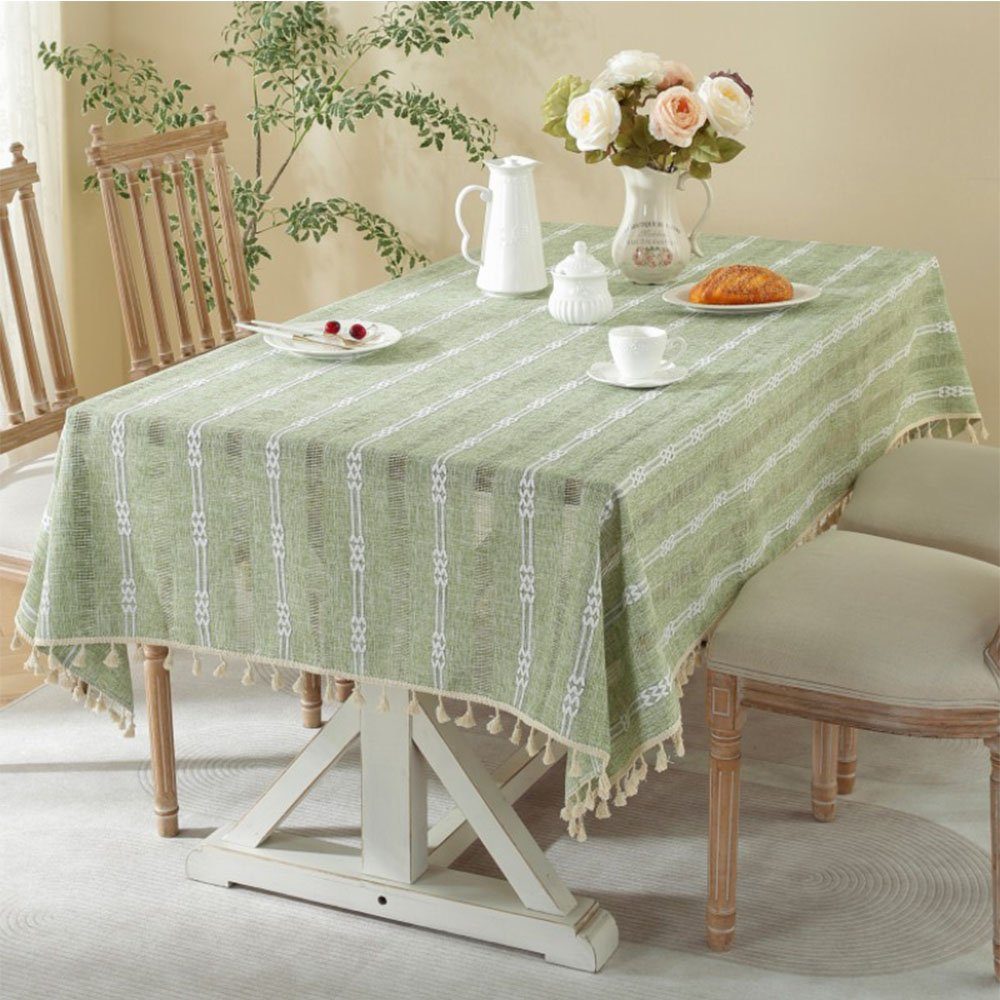 NUODWELL Tischdecke Patchwork-Tischdecke aus Baumwolle mit Quasten günstig online kaufen