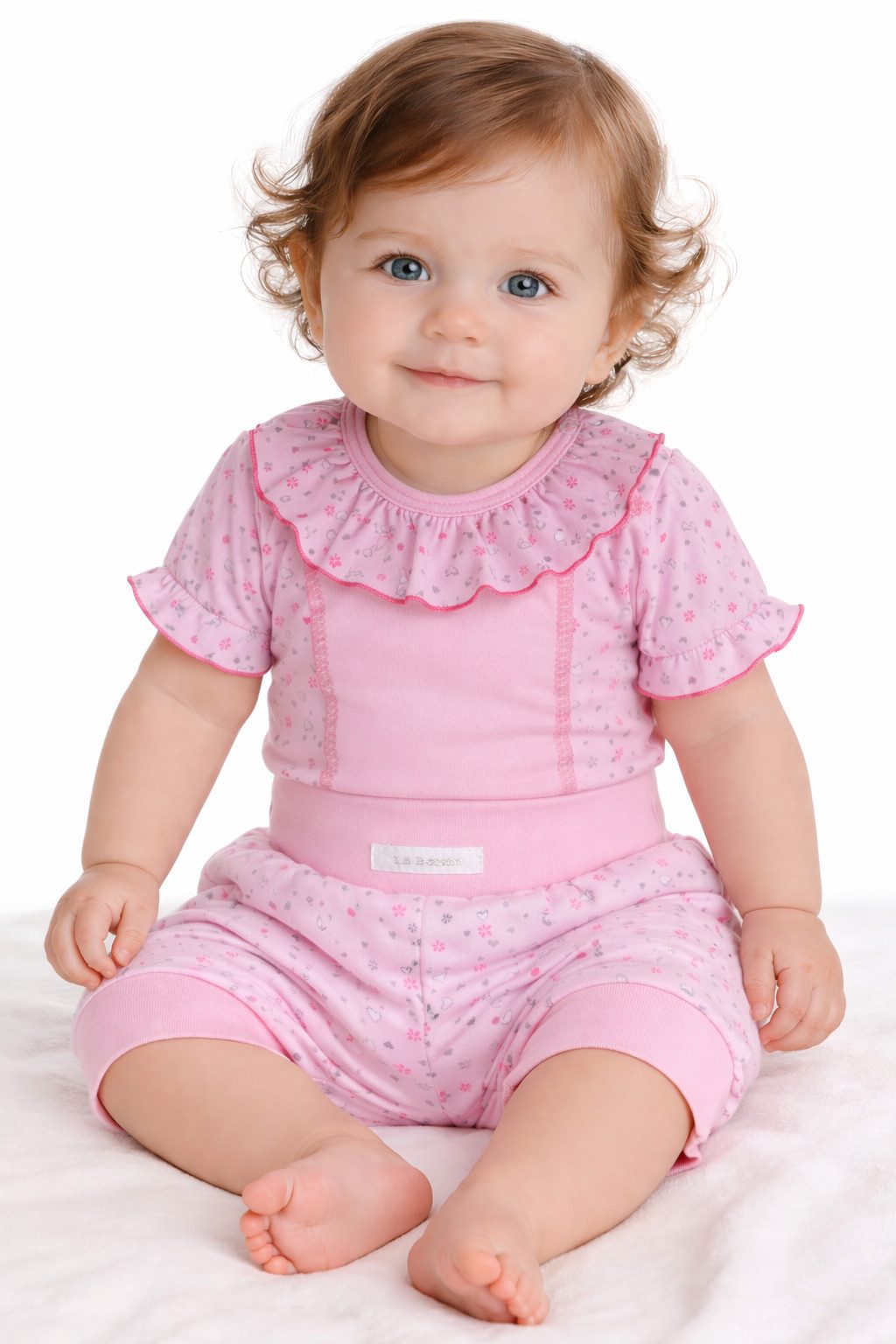 Body & Hose Baby Set Anzug Kurzarmbody und Shorts in Rosa mit Blumen