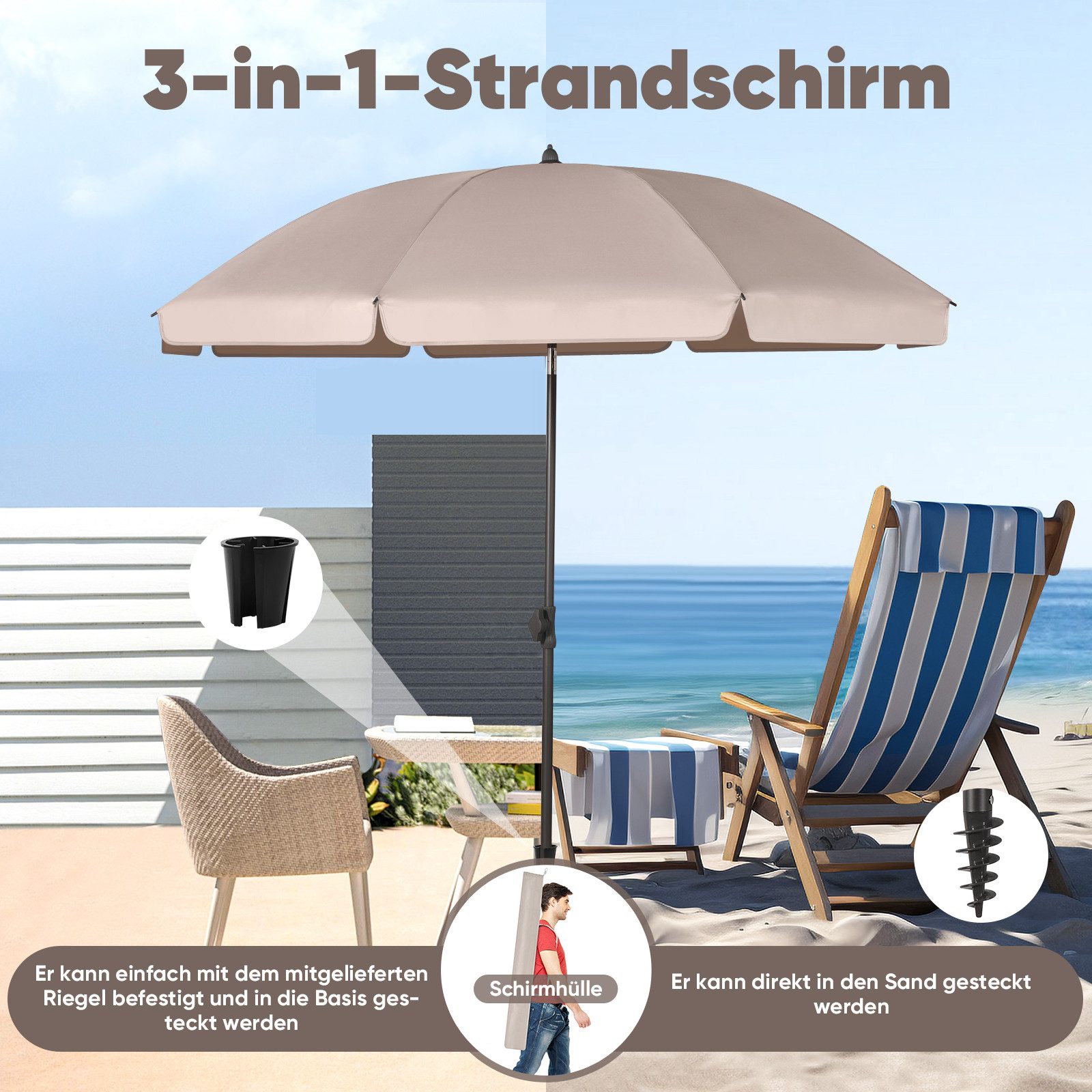 Sekey Sonnenschirm Ø180 cm Balkonschirm Terrassenschirm günstig online kaufen