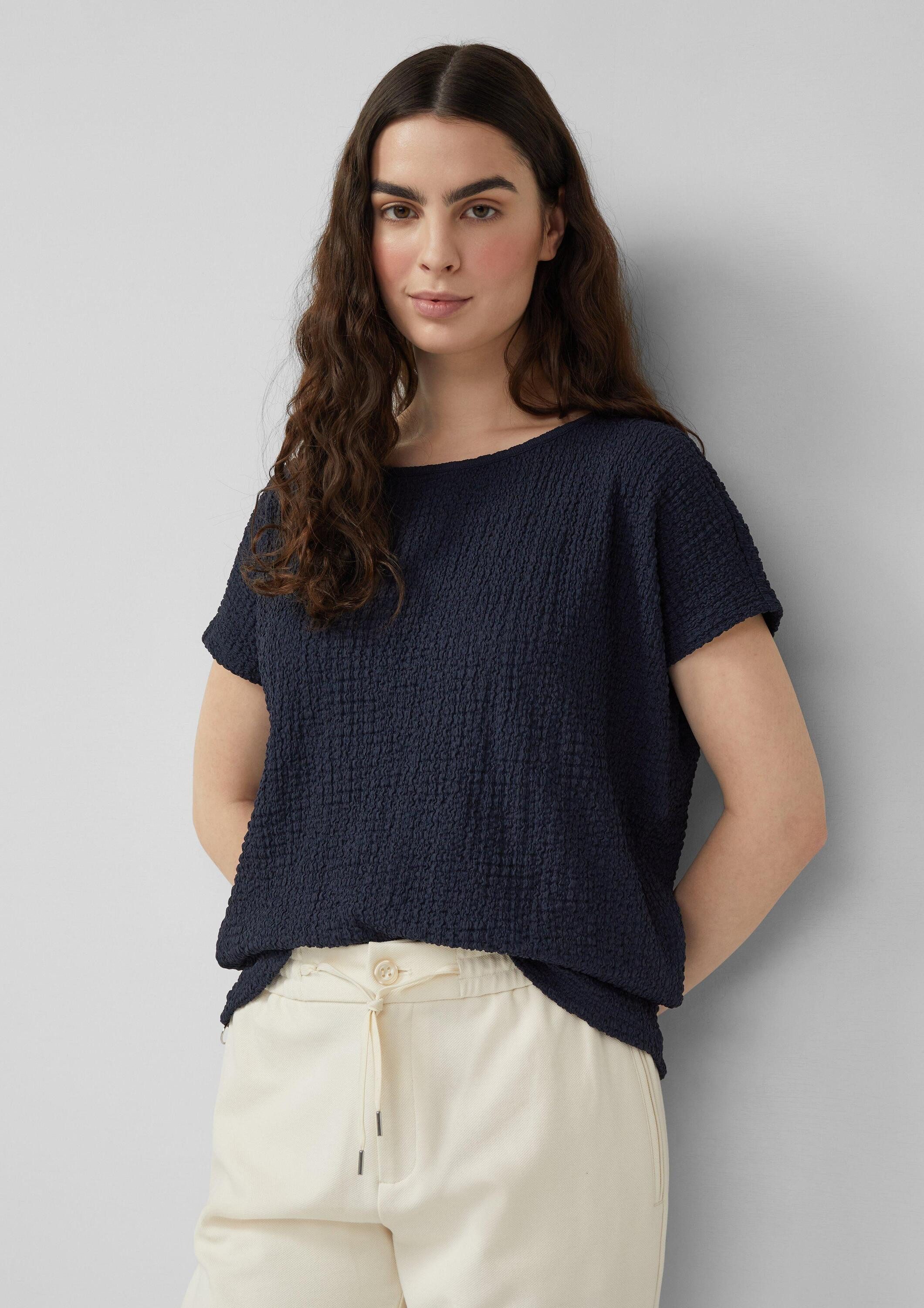 s.Oliver Kurzarmshirt T-Shirt T-Shirt aus Strukturjersey mit überschnittene günstig online kaufen