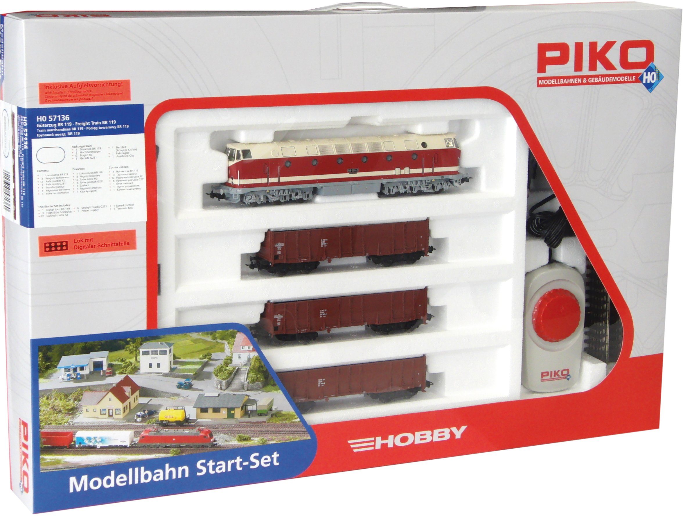 PIKO Modelleisenbahn Startpaket »BR 119 und 3 Hochbordwagen, (57138)«, Spur  H0