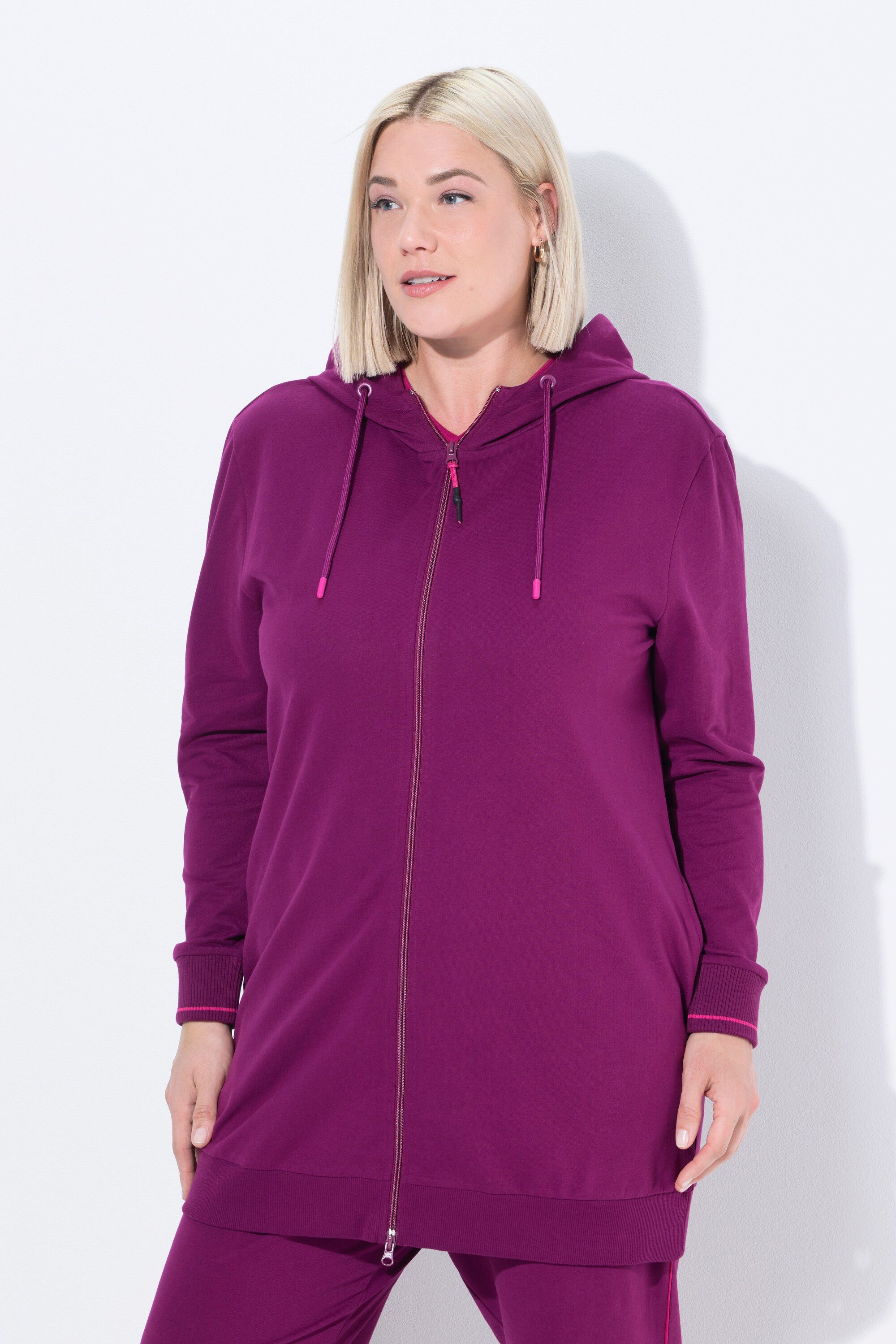 Ulla Popken Sweatjacke Sweatjacke Zierpaspel Oversized Kapuze günstig online kaufen