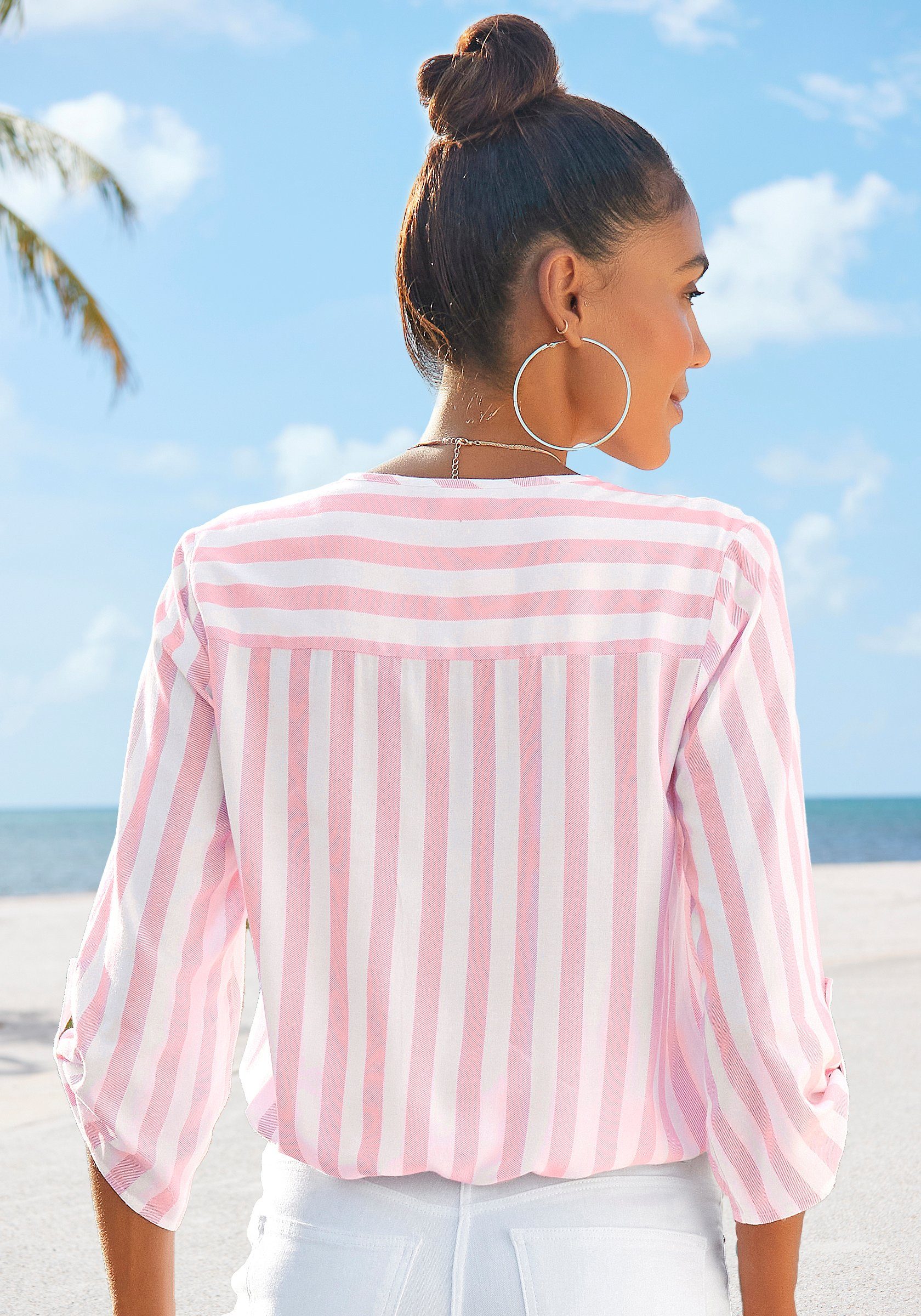 LASCANA Schlupfbluse mit Streifenprint, leichte Webware, Damenbluse