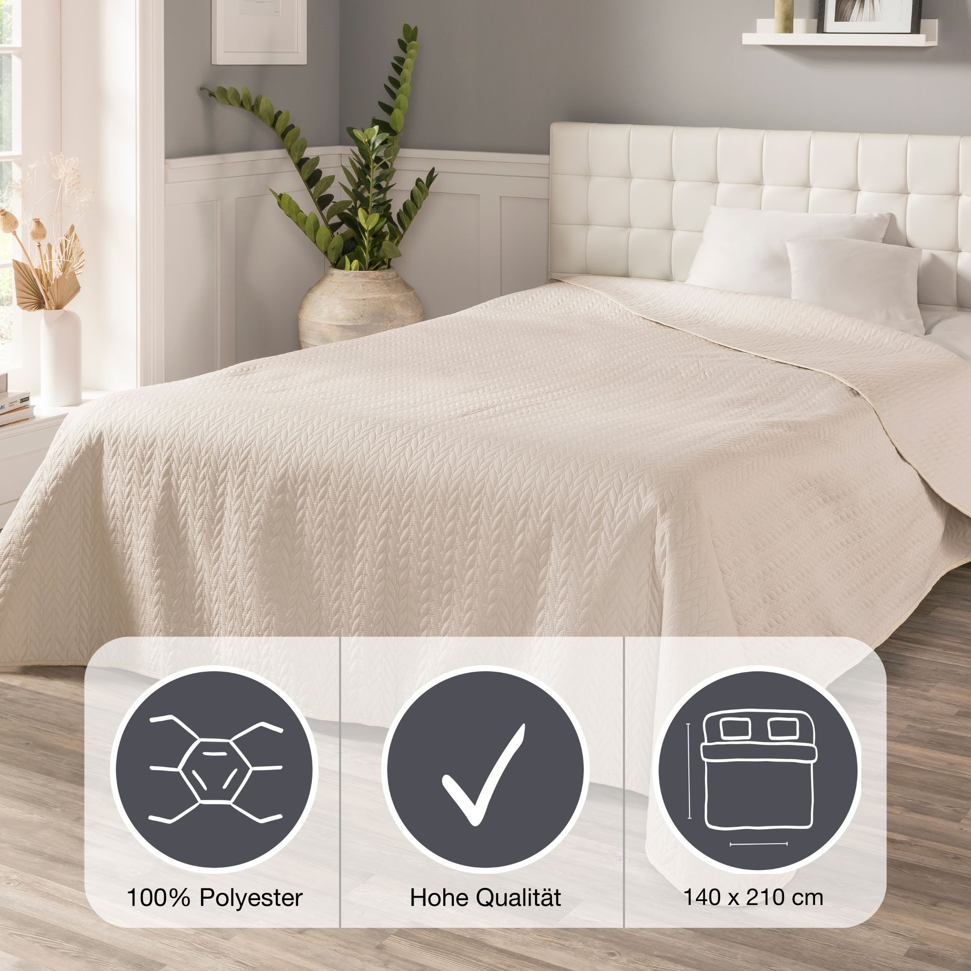 IBENA Tagesdecke Sonio, Tagesdecke mit Steppung in diversen Designs, als Überwurf geeignet