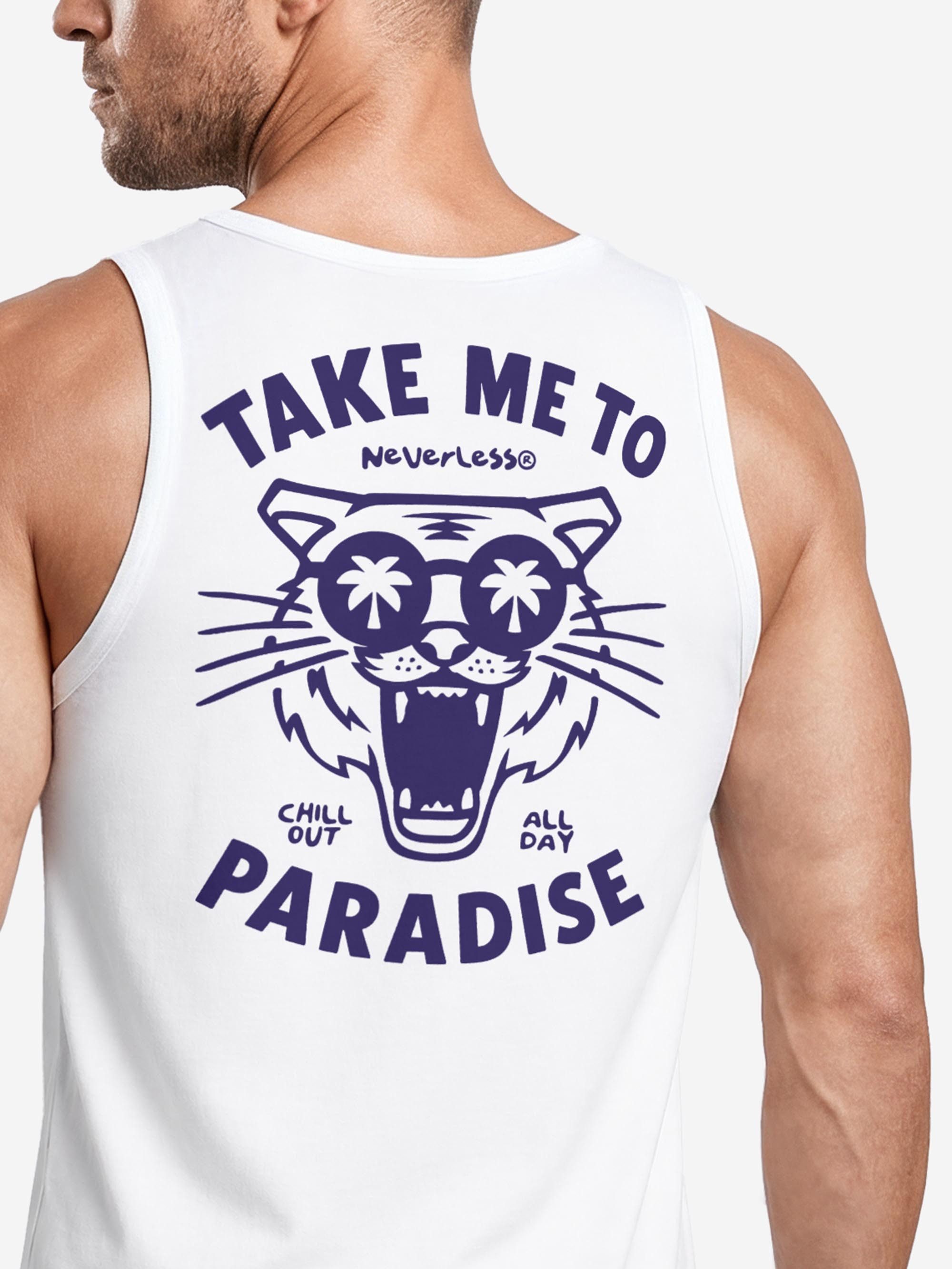 Neverless Tanktop Tanktop Herren mit Grafik-Print - Design Paradise Tiger - Trägershirt mit Print