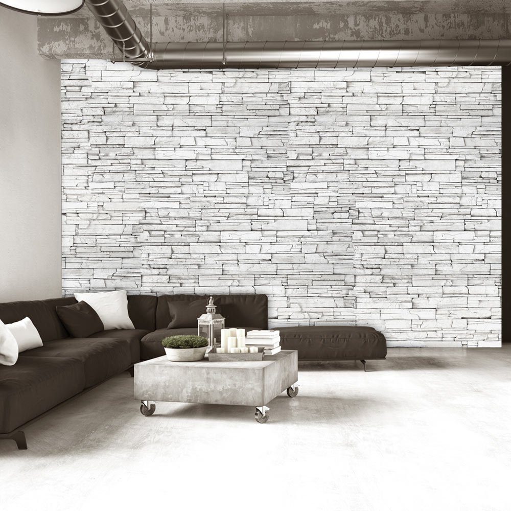 KUNSTLOFT Vliestapete White Brick halb-matt, lichtbeständige Tapete 1x0.7 m, Design