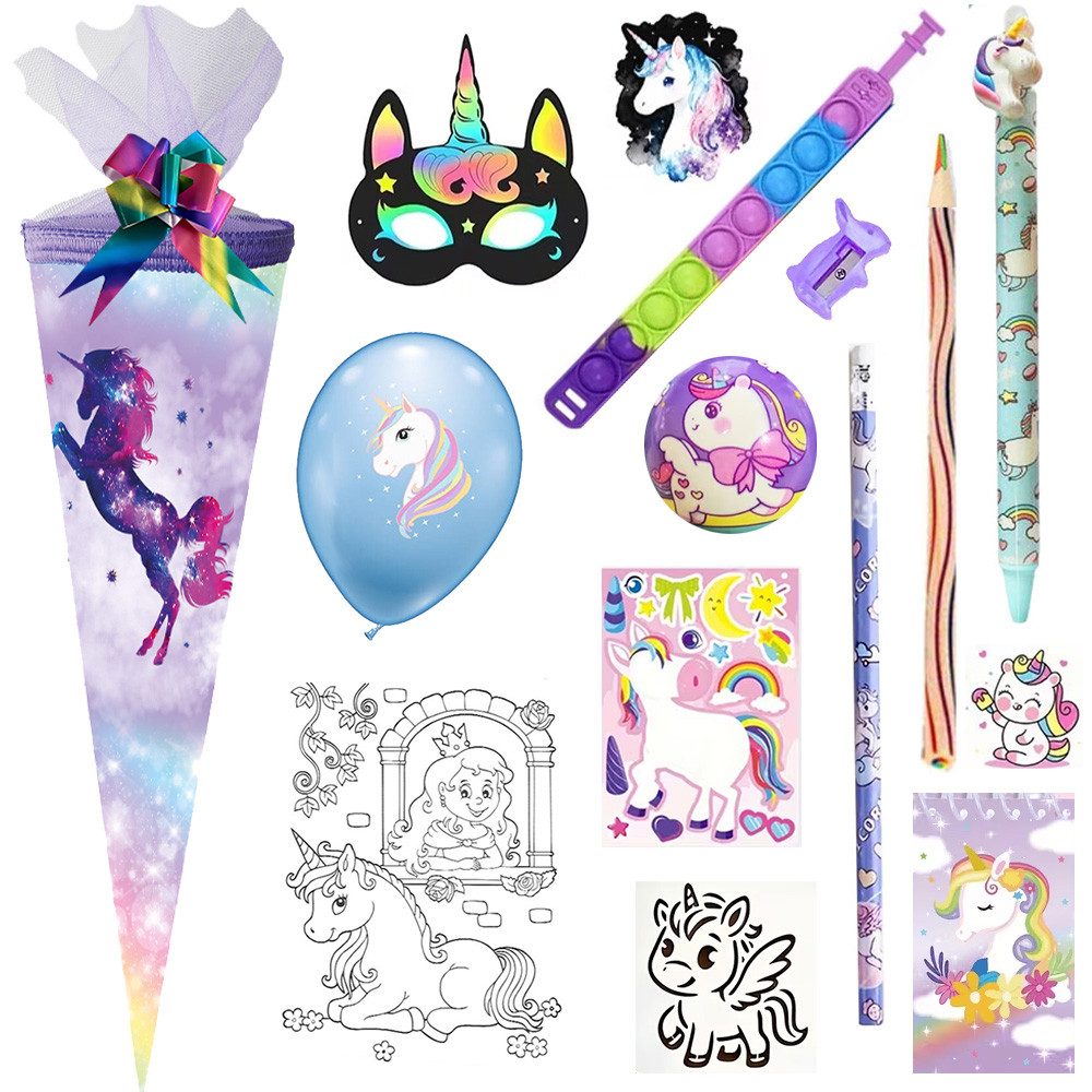 Nestler GmbH Feinkartonagen Schultüte 50 cm gefüllt Galaxy Unicorn