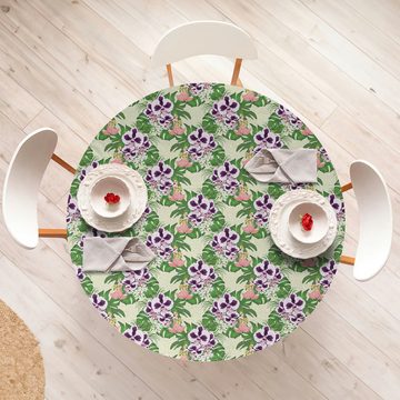 Abakuhaus Tischdecke Rundum-elastische Stofftischdecke, Philodendron Exotische Blumenstrauß