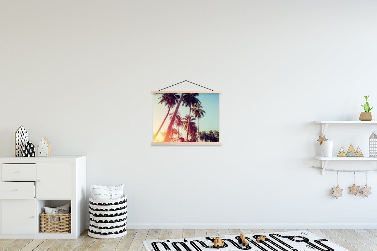 Wohnzimmer, Sommer Sonne, Posterleiste, - Palme (1 - St), Poster MuchoWow - Retro Textilposter für Magnetisch Bilderleiste,
