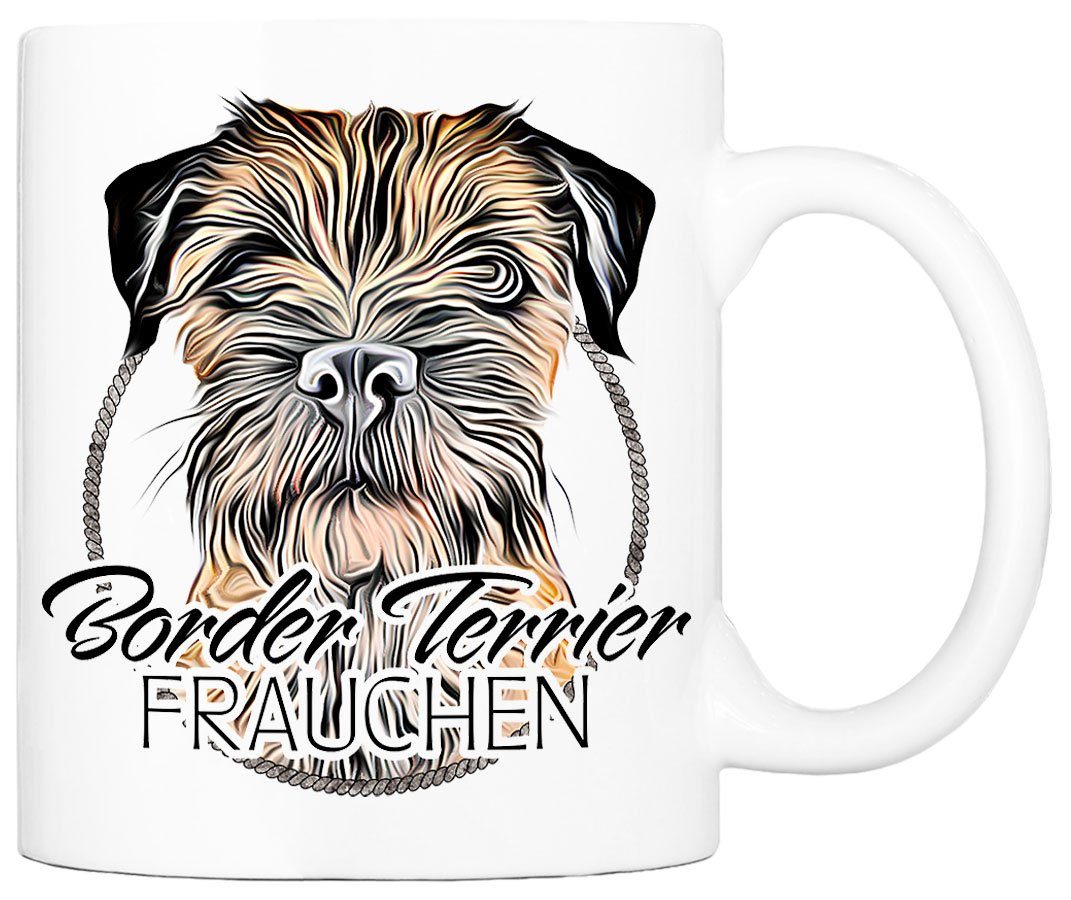Cadouri Tasse BORDER TERRIER FRAUCHEN - Kaffeetasse für Hundefreunde, Keramik, mit Hunderasse, beidseitig bedruckt, handgefertigt, Geschenk, 330 ml