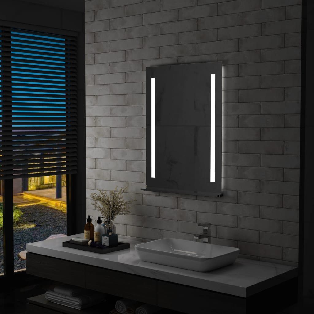 furnicato Wandspiegel Badezimmer-mit LED und Ablage 60x80 cm
