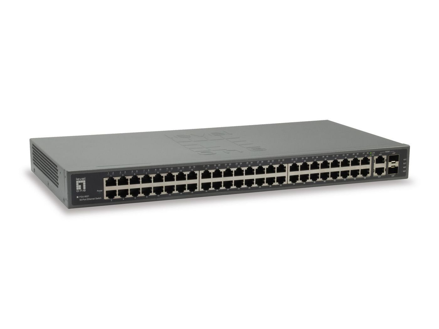 LEVELONE 50-Port Ethernet Switch, 2x SFP/RJ45 Combo Gigabit Netzwerk-Switch