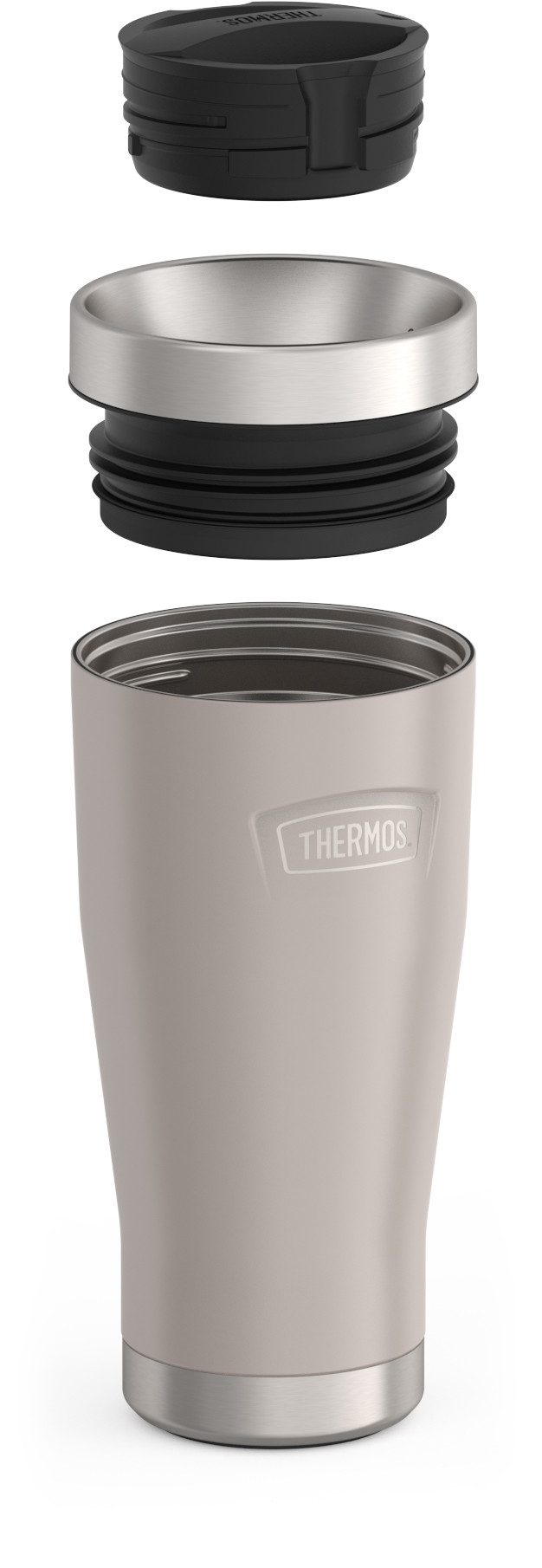 THERMOS Thermobecher ICON MUG, rutschfester Boden, 360° Trinkfunktion, spülmaschinenfest, 1-tlg., Edelstahl, Kunststoff, Silikon, 0,47l, 7h heiß & 22h kalt, absolut dicht, Dura-Seal-Deckel