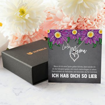 22Feels Schmuckset Mama Geschenk Muttertag Geburtstag Frauen Schmuck Herz Halskette Karte, Echt-Silber 925/000, Karte Made In Germany