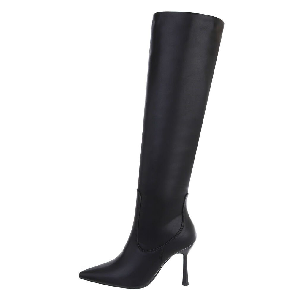 Ital-Design Damen Elegant High-Heel-Stiefel Pfennig-/Stilettoabsatz High-Heel Stiefel in Schwarz