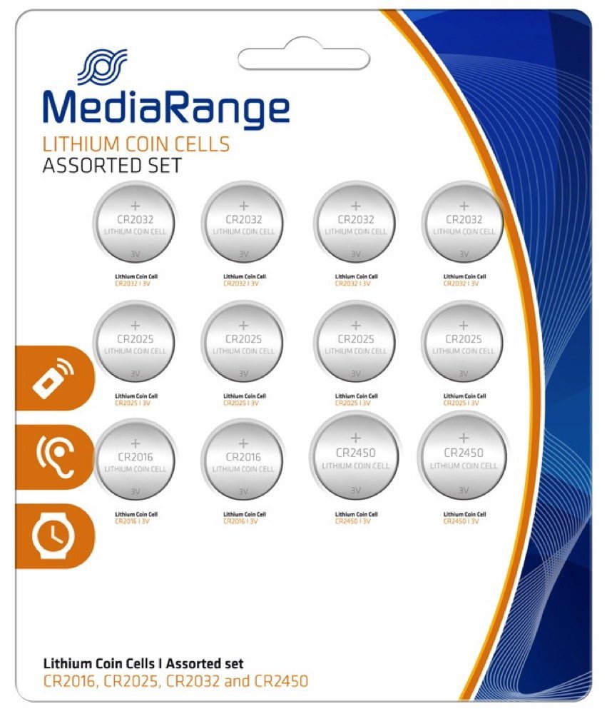 Mediarange 12 Lithium Knopfzelle 2x CR 2016 4x CR 2025 4x CR2032 2x CR