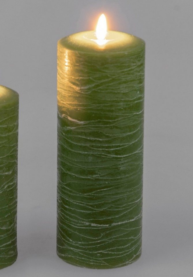 formano LED-Kerze Klassik, Grün H:23cm D:9cm Wachs, Maße: Höhe 23cm mit  Docht 25cm, Durchmesser 9cm