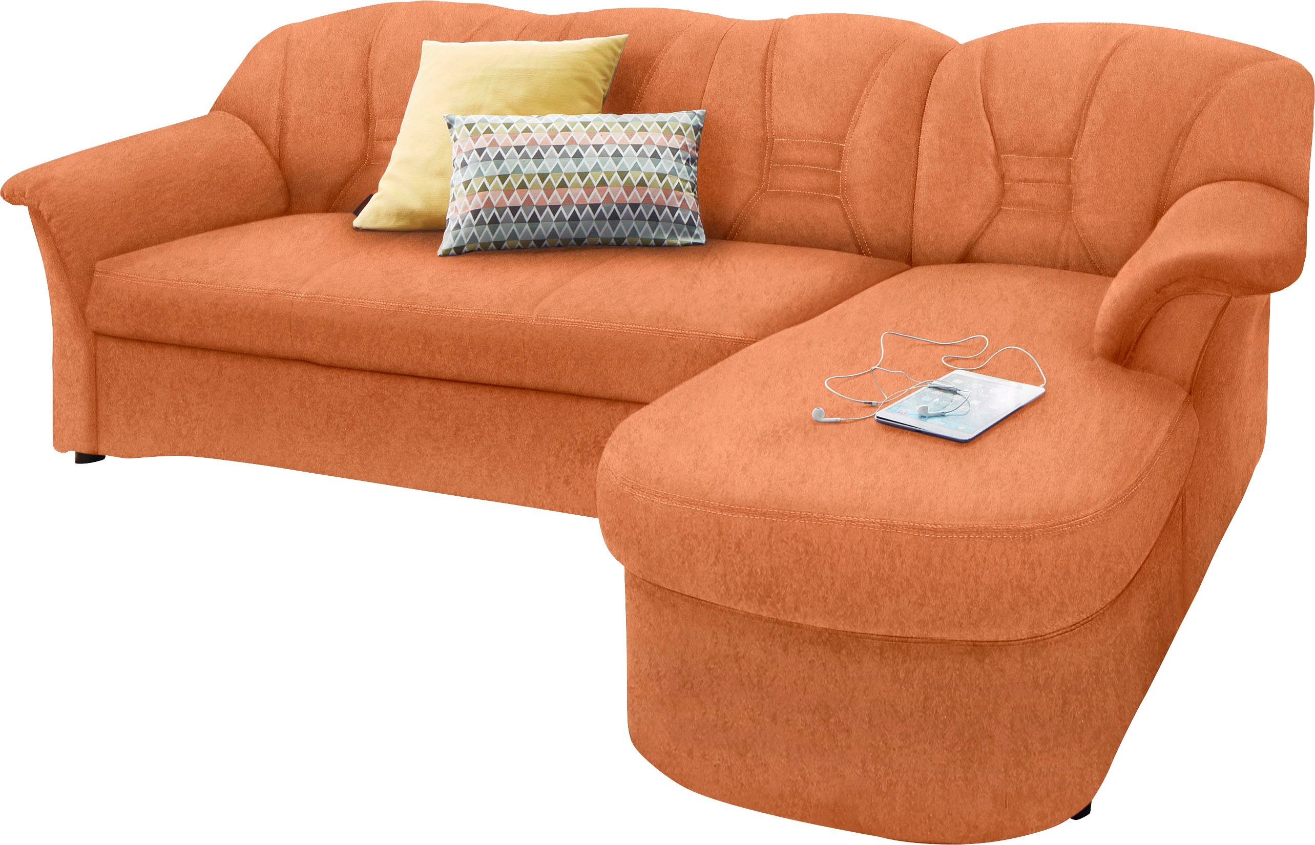DOMO collection Ecksofa "Elva, zeitlose Formensprache, elegante Rückenstepp günstig online kaufen