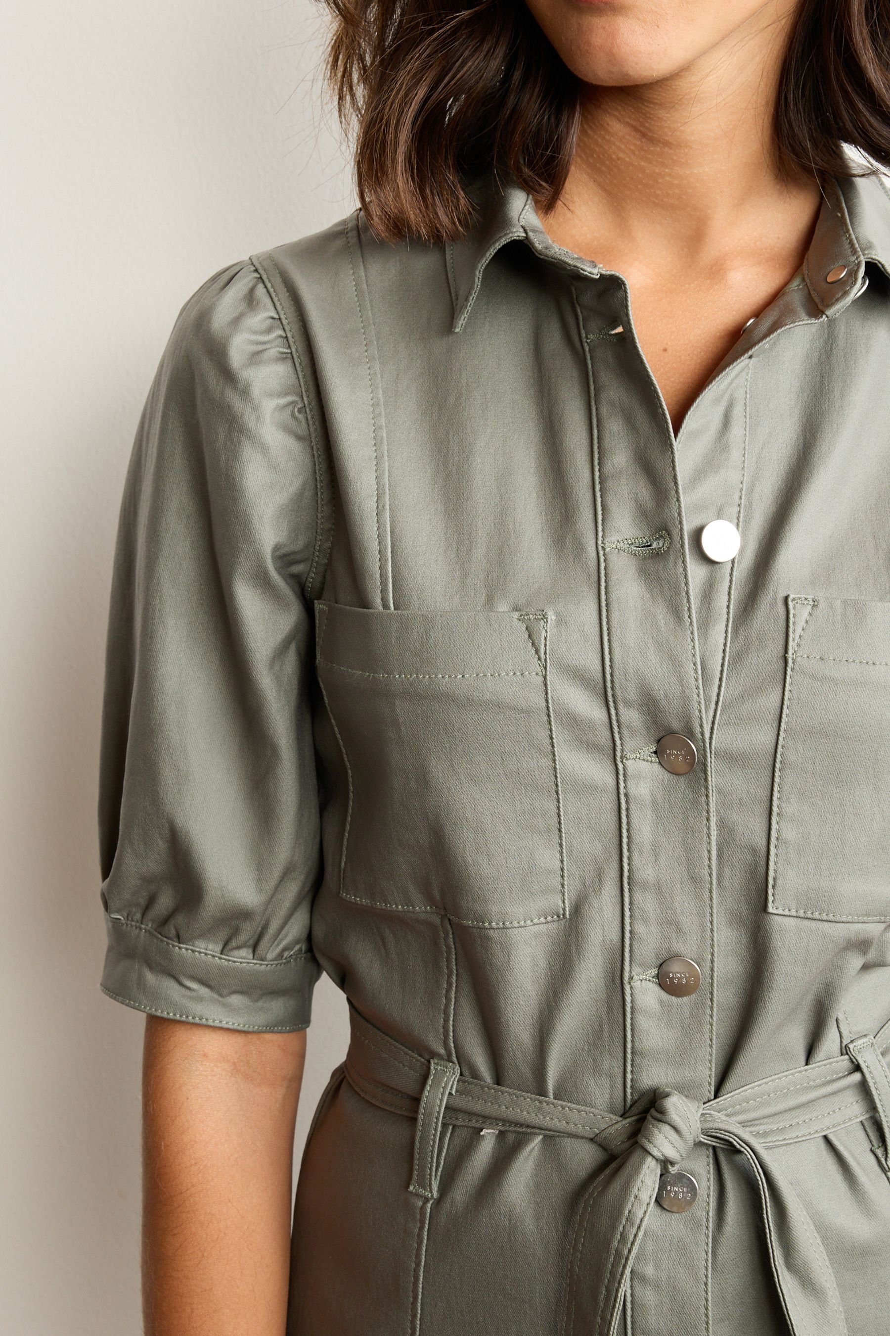 (1-tlg) Green Sage Blusenkleid Denim-Hemdkleid Next Beschichtetes