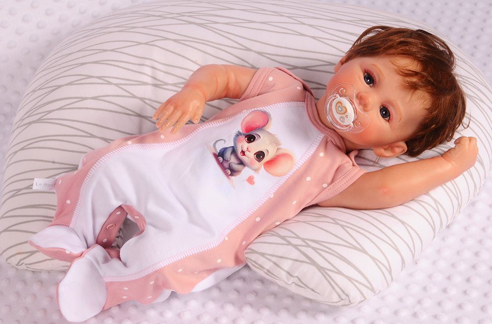 La Bortini Strampler Baby Strampler mit Mäuschen Einteiler aus reiner Baumwolle