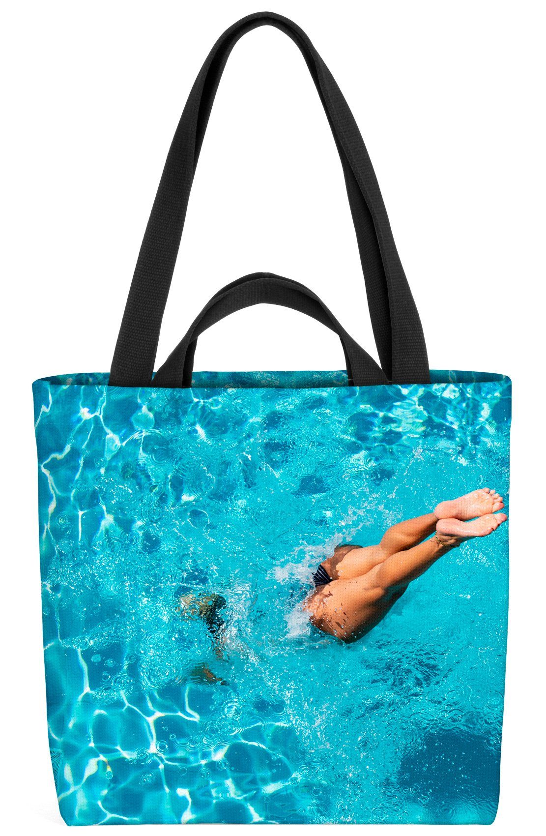 VOID Henkeltasche (1-tlg), Turmspringerin Schwimmerin Pool pool sommer wasser turm turmspringer