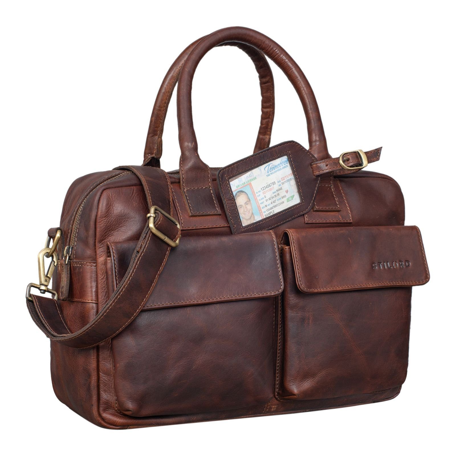 Laptoptasche "Carlo" Laptoptasche Herren florida braun - Leder STILORD